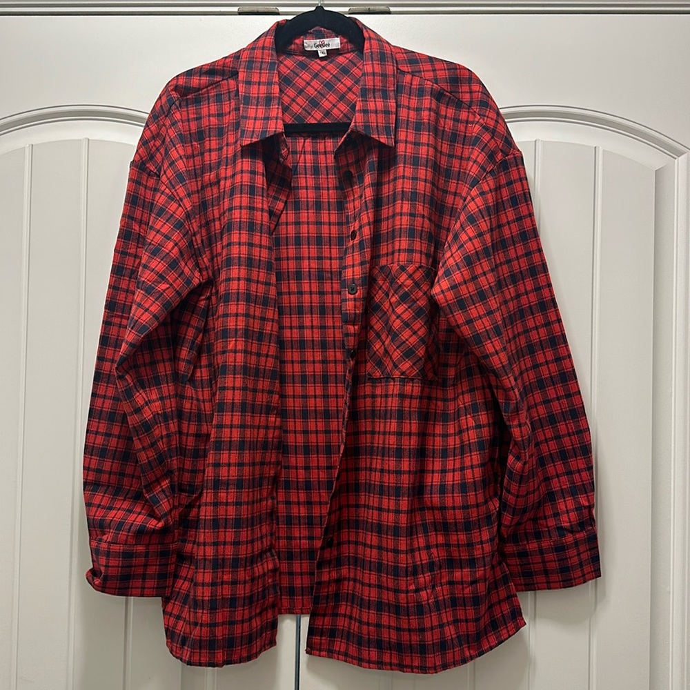 Plaid long sleeve shirt 1x